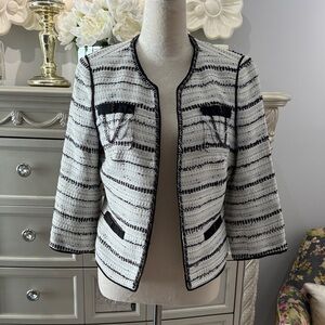 WHBM Size 8 Women's Black and White Striped Jacket